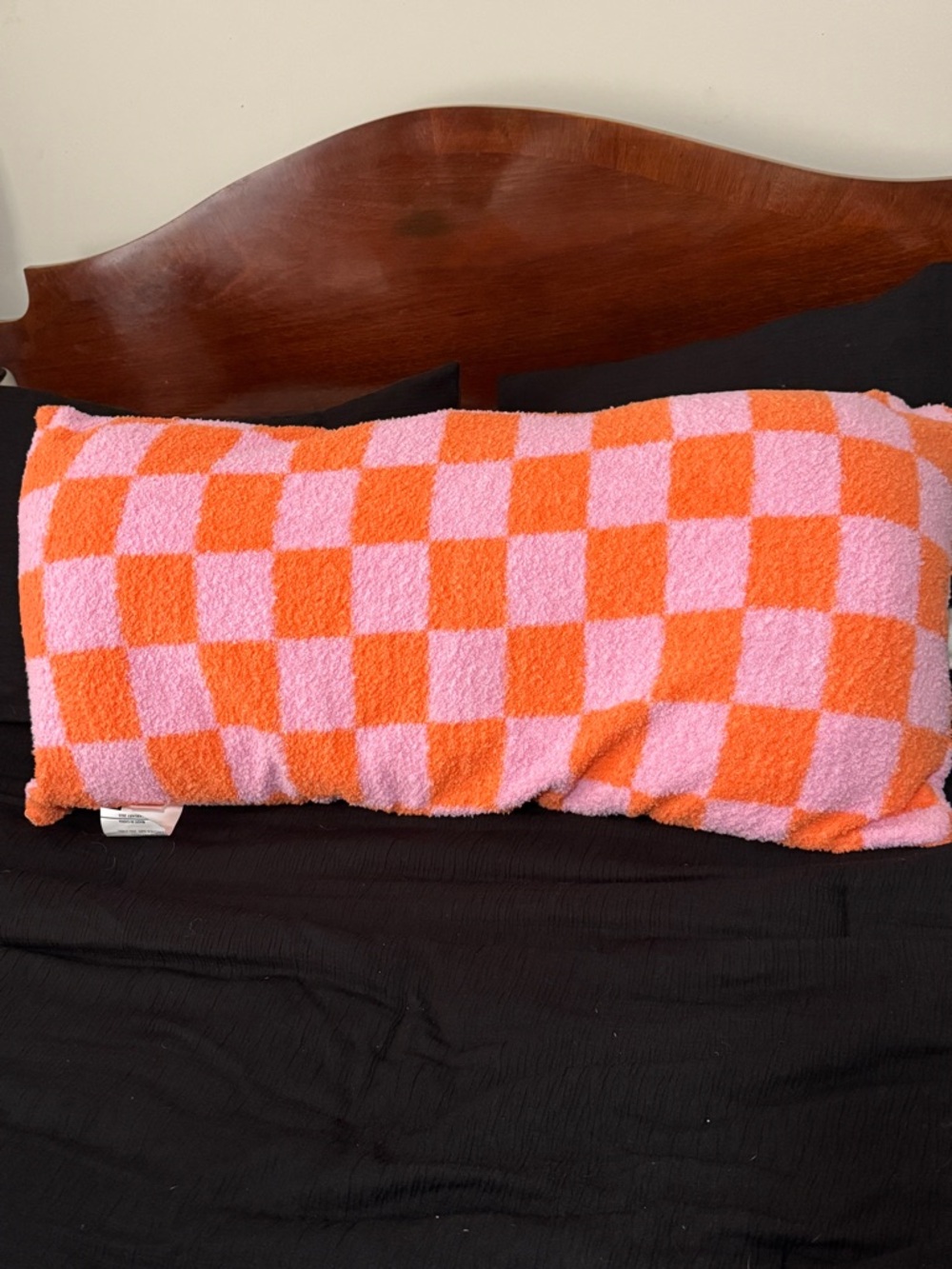 Comfort Bay Pink and Orange Checkerboard Body Pillow Cover